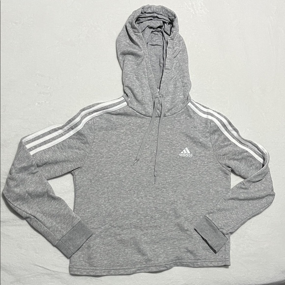Adidas Heather Gray Hoodie with White Accents - Picture 1 of 5
